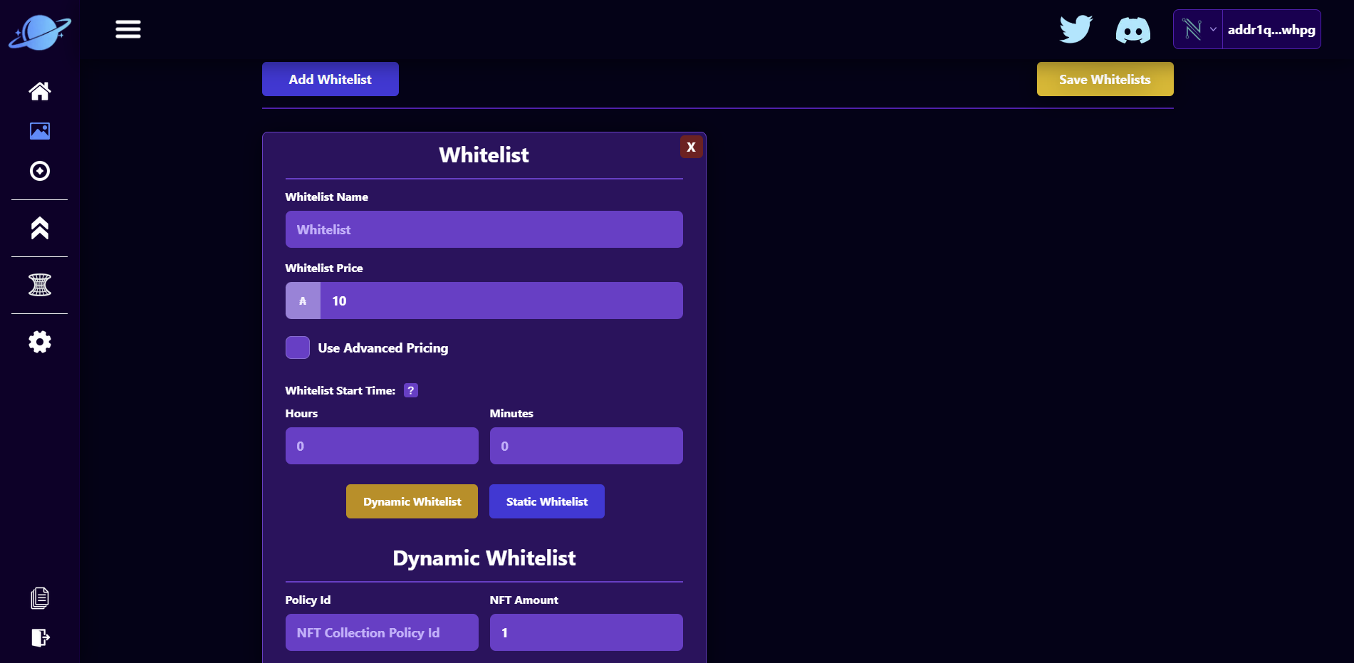 Whitelist Page