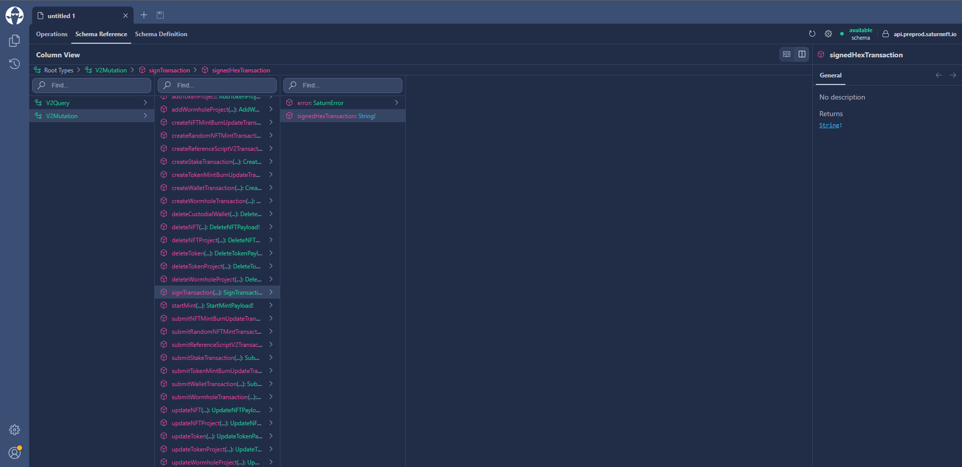 Saturn Integration Sign Transaction API