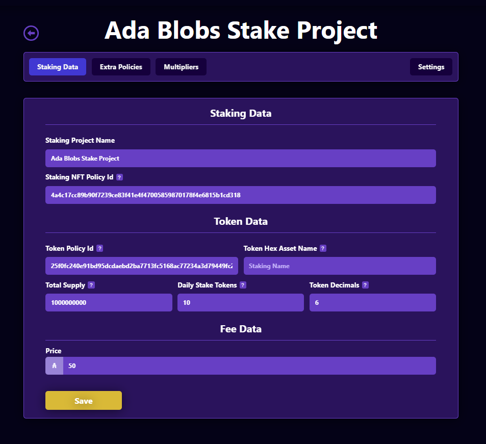 Stake Data Token Policy Id