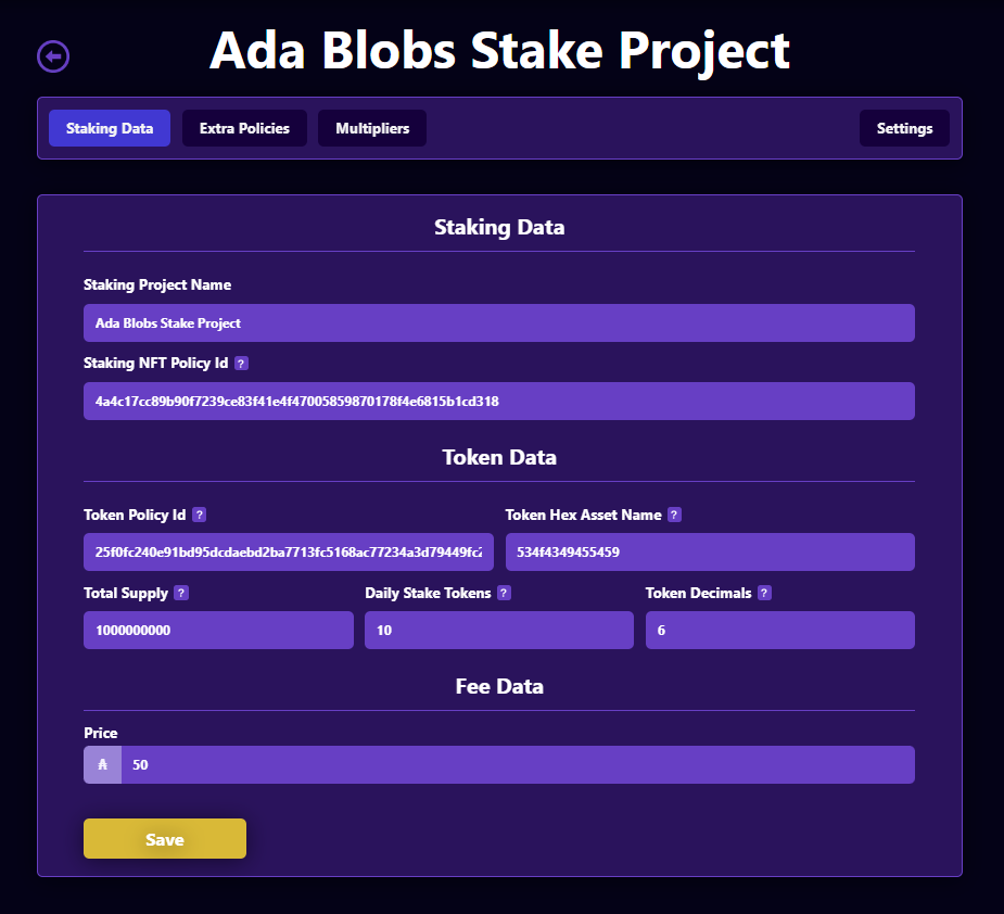 Stake Data Token Entering in Hex Asset