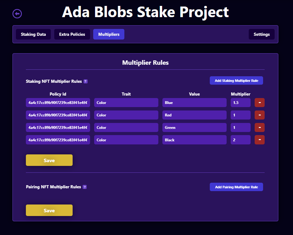 Stake Multipliers completely filled out multiplier example