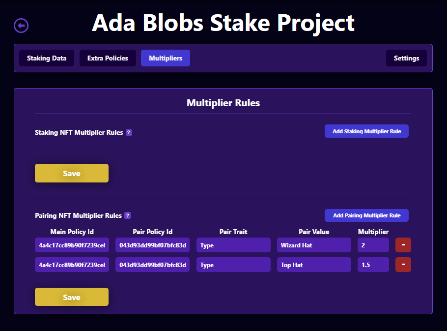 Stake Multipliers completely filled out multiplier example