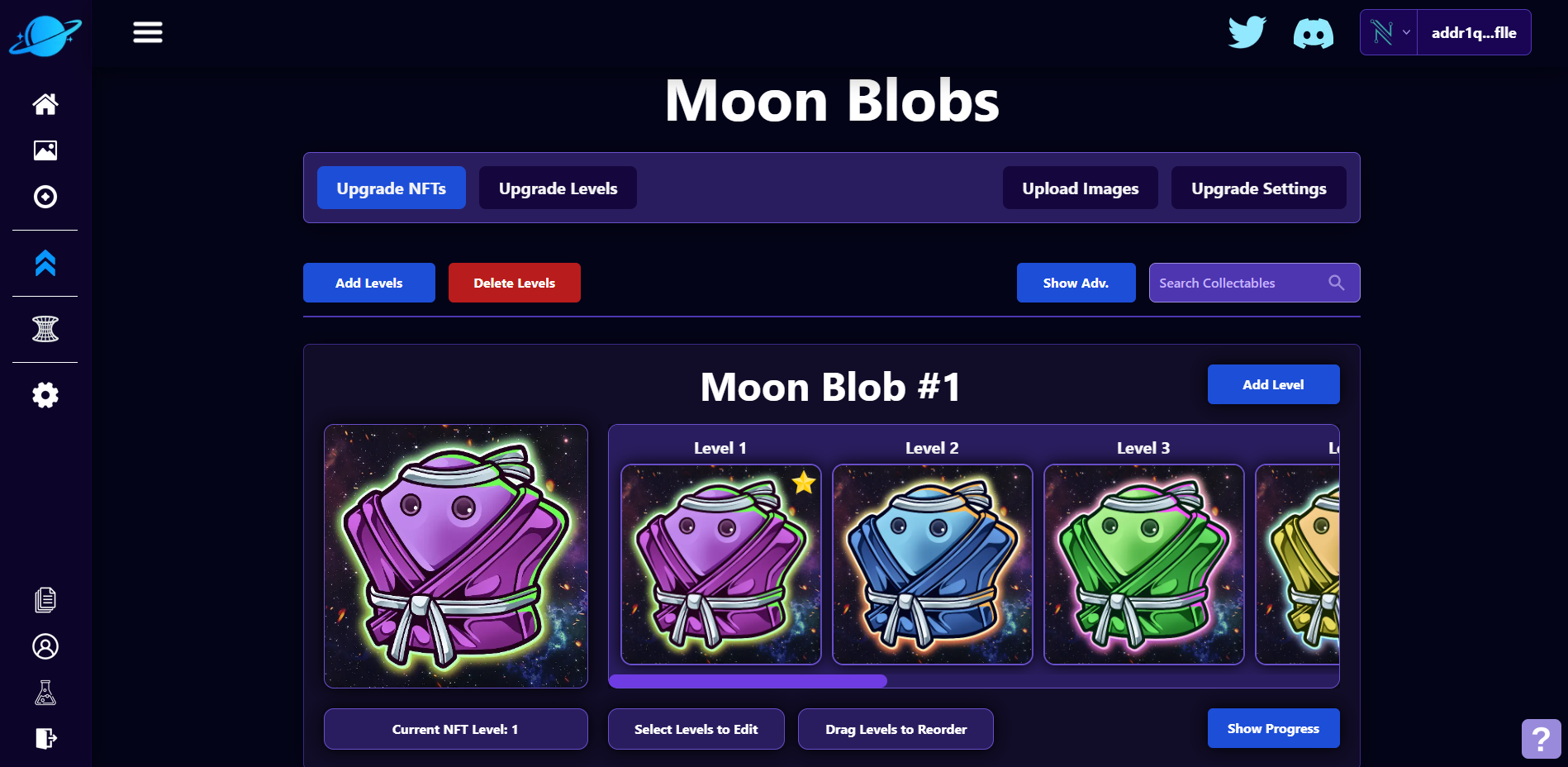 CIP-68 Upgrade Moon Blobs Page