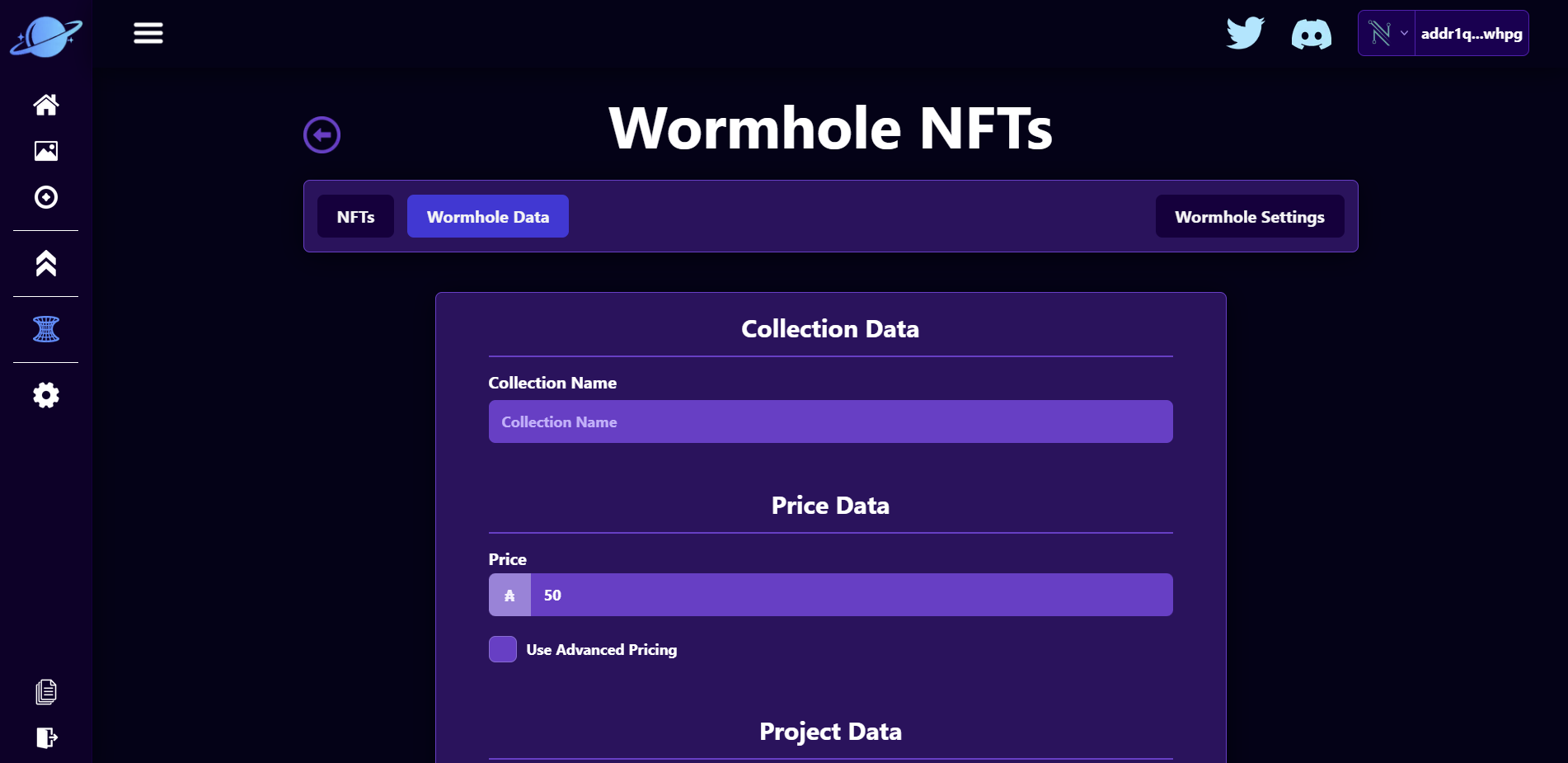 Wormhole Data Page